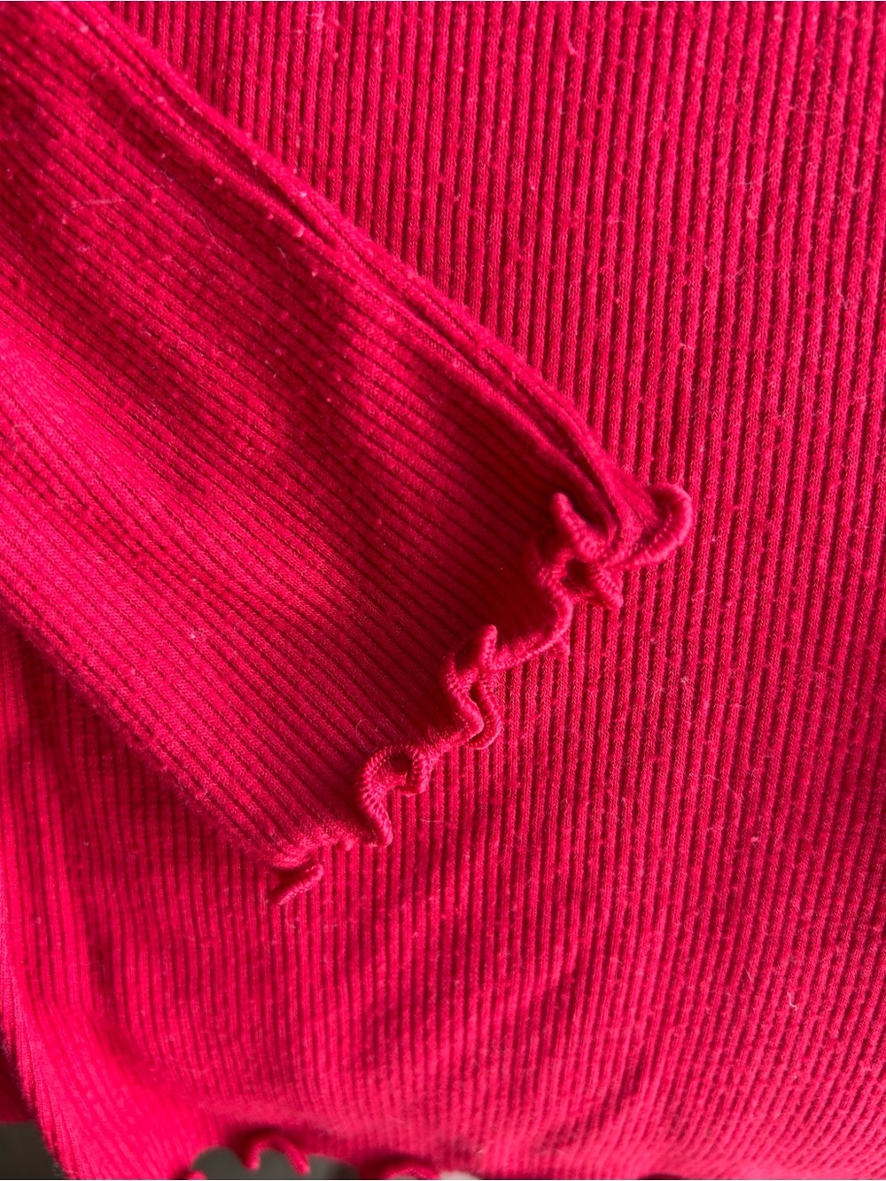 Hollister Red Ribbed Henley Long-Sleeve Top in XS, slim tee - Picture 4 of 6